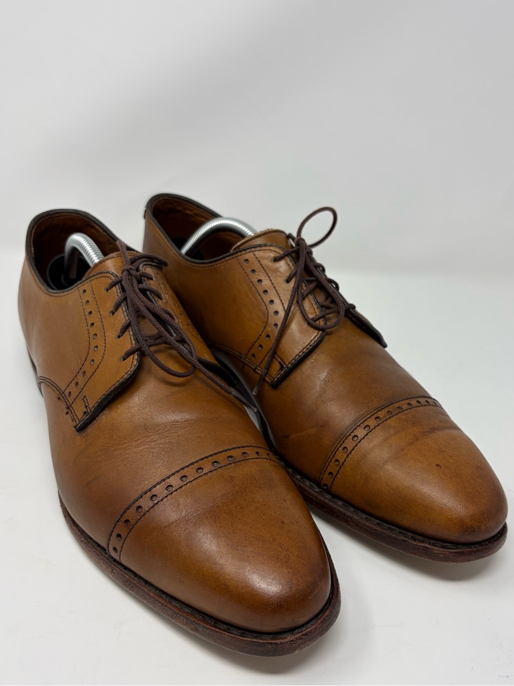 Allen Edmonds Clifton Leather 11D Brown Cap Toe Oxford Dress Shoes Quiet Luxury